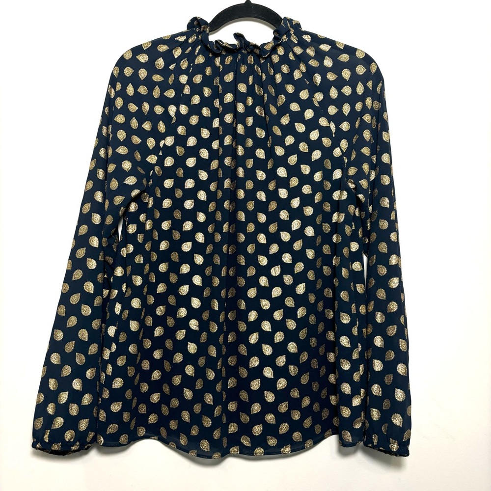 Michael Kors Bergalia Raglan Blouse Foiled Print Chain Tassels‎ Size M NEW - Picture 4 of 14